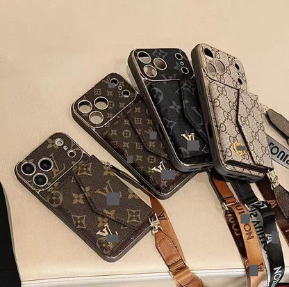 #417  スマホケース  カード収納付き ストラップ付き スマホケース  耐衝撃・防振性能に優れ、iPhone に対応