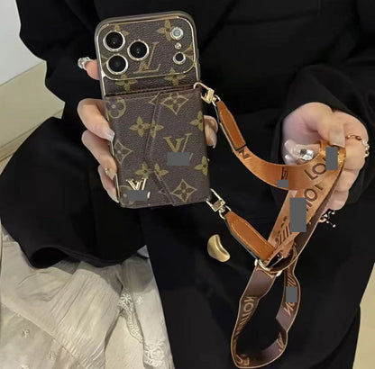 #417  スマホケース  カード収納付き ストラップ付き スマホケース  耐衝撃・防振性能に優れ、iPhone に対応