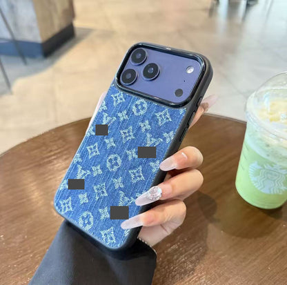 #201  スマホケース  デニム刺繍 マグネットスマホケース    耐衝撃・防振性能に優れ、iPhone14-17 に対応