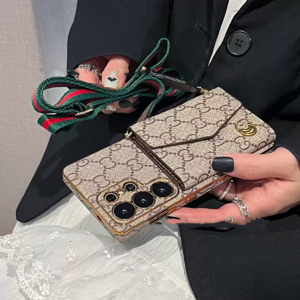 #G11  スマホケース   カード収納付き ストラップ付きスマホケース  耐衝撃・防振性能に優れ、 Galaxy に対応