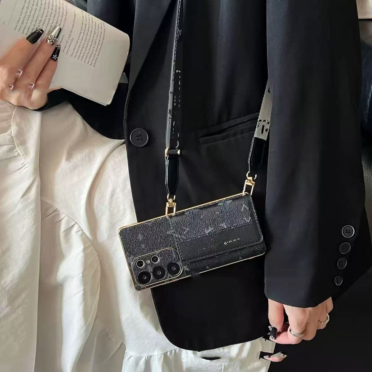 #G12  スマホケース   カード収納付き ストラップ付きスマホケース  耐衝撃・防振性能に優れ、 Galaxy に対応