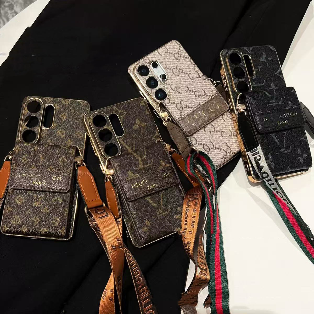 #G13  スマホケース   メッキ加工  カード収納付き ストラップ付きスマホケース  耐衝撃・防振性能に優れ、 Galaxy に対応