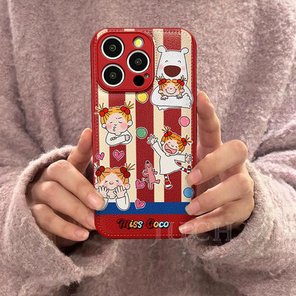 A luxurious, all-over smartphone case with a drawstring that incorporates Coco-chan into the design. Compatible with iPhones