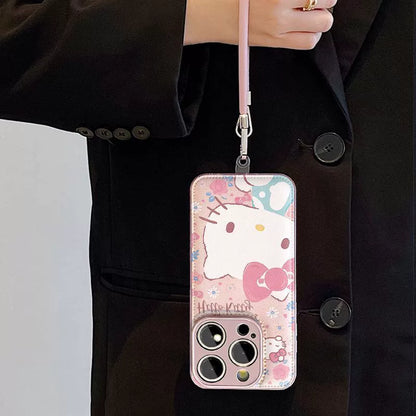 Hello Kitty design, luxurious smartphone case with drawstring, compatible with iPhone