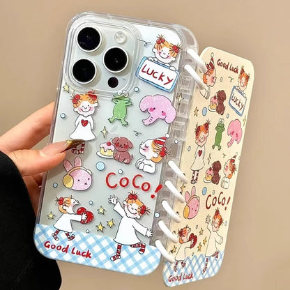 "Coco-chan" cute foldable notebook-style smartphone case for iPhone