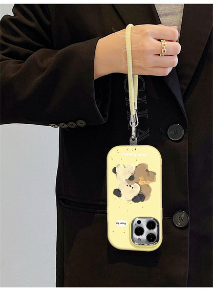 Hugging Dogs Design Made of silicone, highly shock-resistant, luxurious smartphone case with drawstring, compatible with iPhone