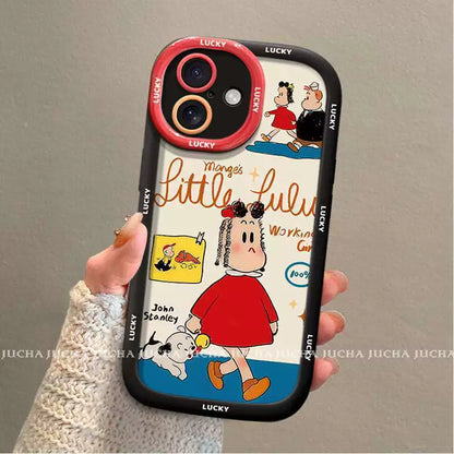 Lulu character design, luxurious smartphone case with drawstring, compatible with iPhone