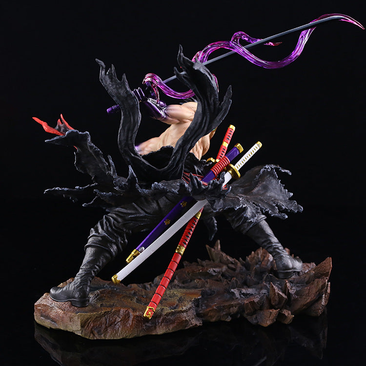 One Piece Series One-Sword Style Blood-Soaked Zoro Anime Model Figurine Height approx. 28cm (Limited Edition)