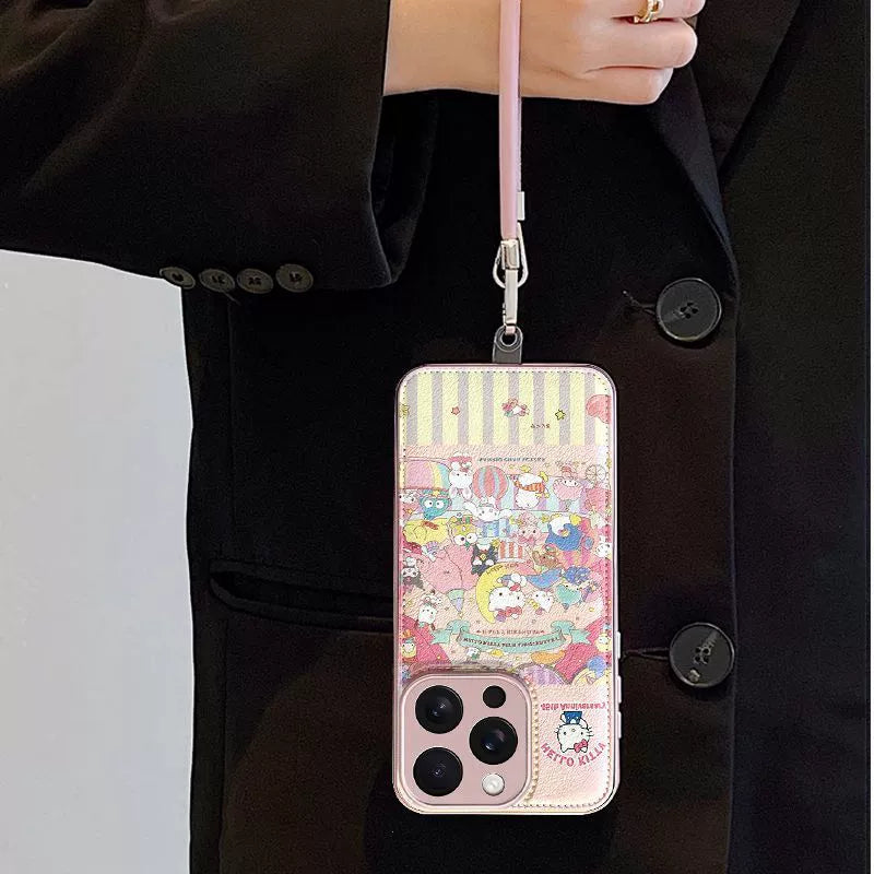 Hello Kitty Enjoying the Party Design Luxurious Smartphone Case with Drawstring, Compatible with iPhone