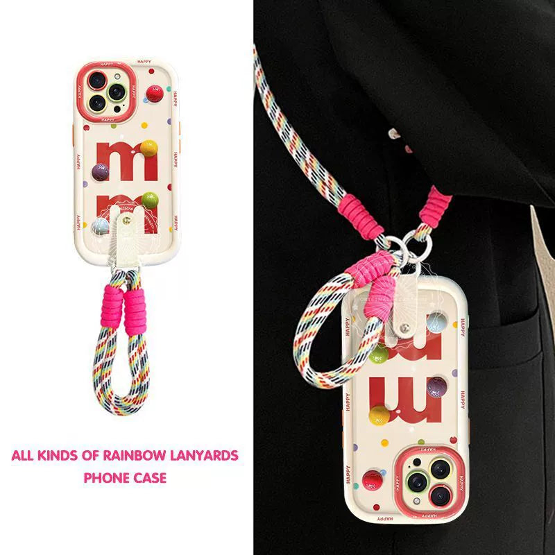 MM Bean Design Luxurious Smartphone Case with 2 Straps (Long and Short) Compatible with iPhone