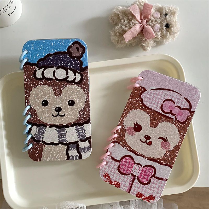 Duffy Bear Cute Foldable Notebook Couple Smartphone Case Compatible with iPhone