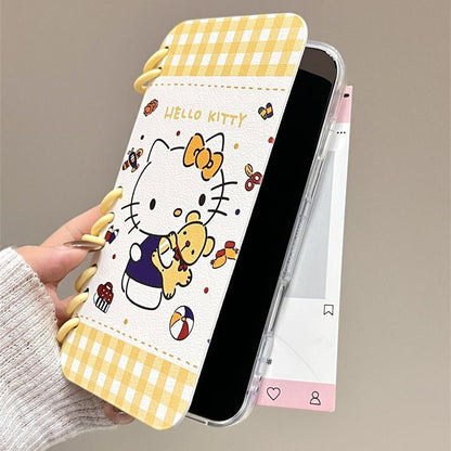 Hello Kitty デザイン 少女感溢れる可愛いキャラクター折りたたみ式ケース！ iPhone に対応