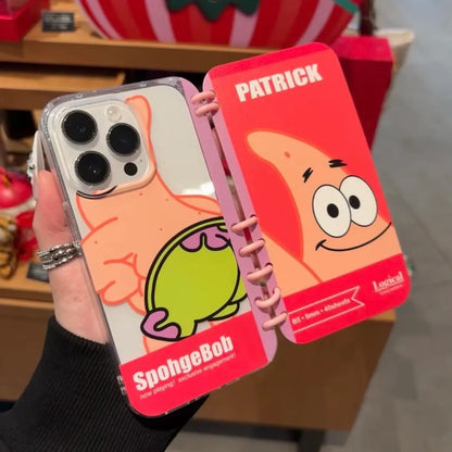 Spongebob and Patrick Character Soft Foldable Notebook Phone Case for iPhone