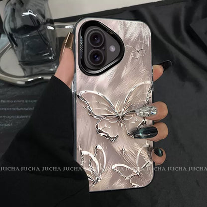 A luxurious smartphone case with a butterfly design for iPhone