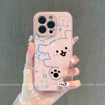 Line design dog design, excellent shock and vibration resistance, luxurious smartphone case, compatible with iPhone