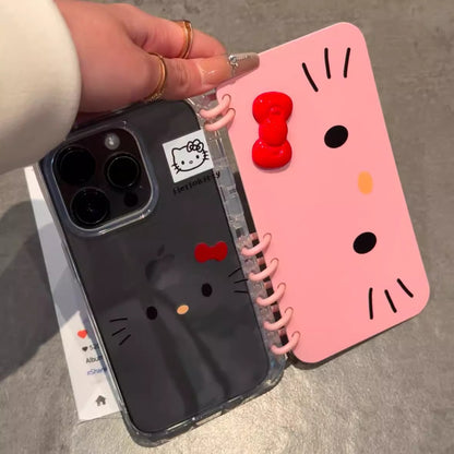 Hello Kitty ボウティックが可愛くて シンプルな 折りたたみ式 ノート型 スマホケース iPhone に対応