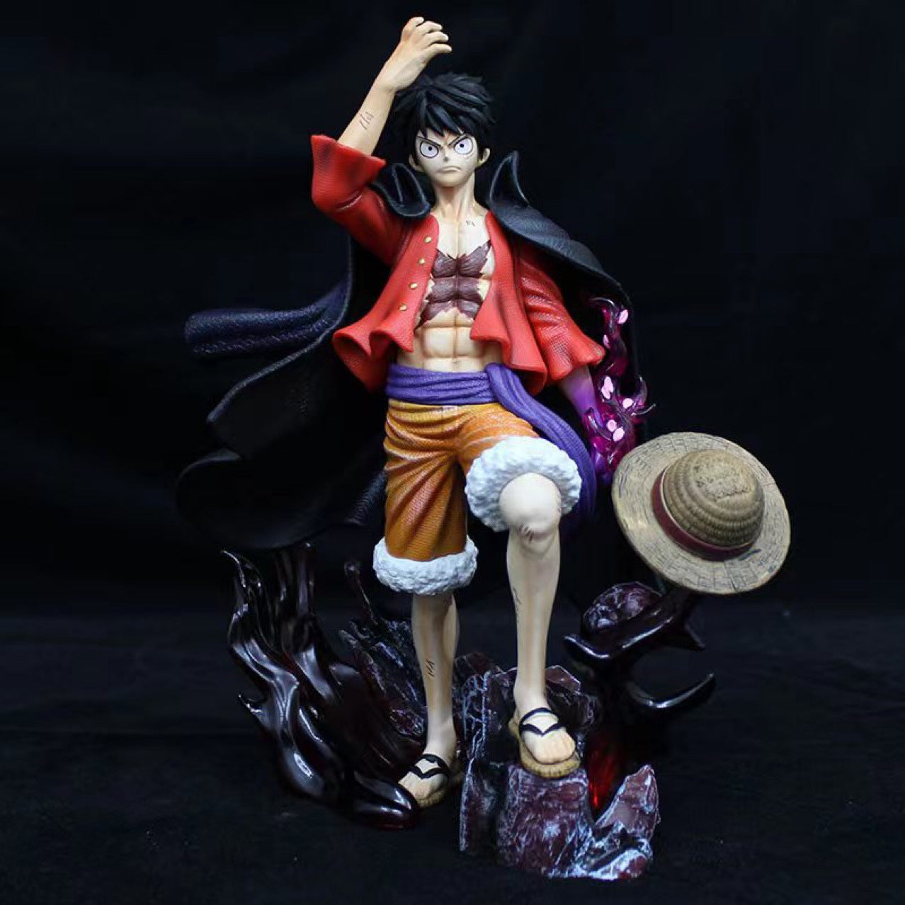 One Piece Series Figure Four Emperors Luffy Standing Figure Illuminatable Figure Model Ornament Double Head Switchable