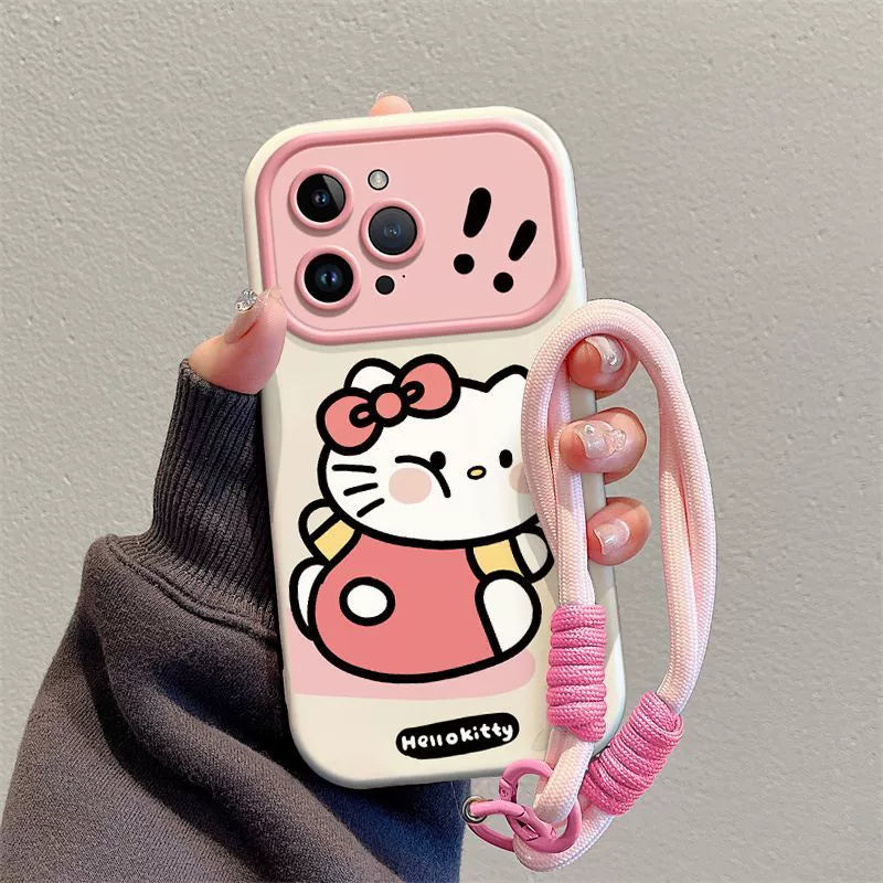 Hello Kitty pinching her face design. Made of silicone, this high-quality smartphone case with drawstring is shock-resistant and perfect for iPhones.