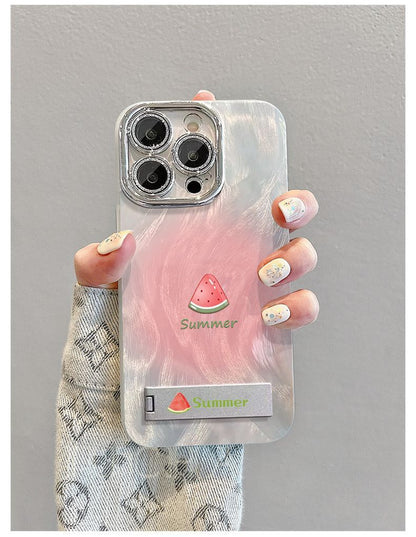 Summer watermelon design, luxurious bracelet and stand smartphone case, compatible with iPhone