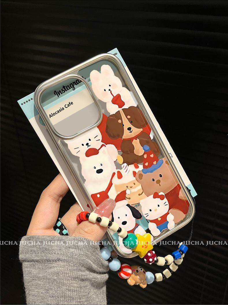 Animal party design, shock-resistant and vibration-proof, luxurious smartphone case with drawstring, compatible with iPhone