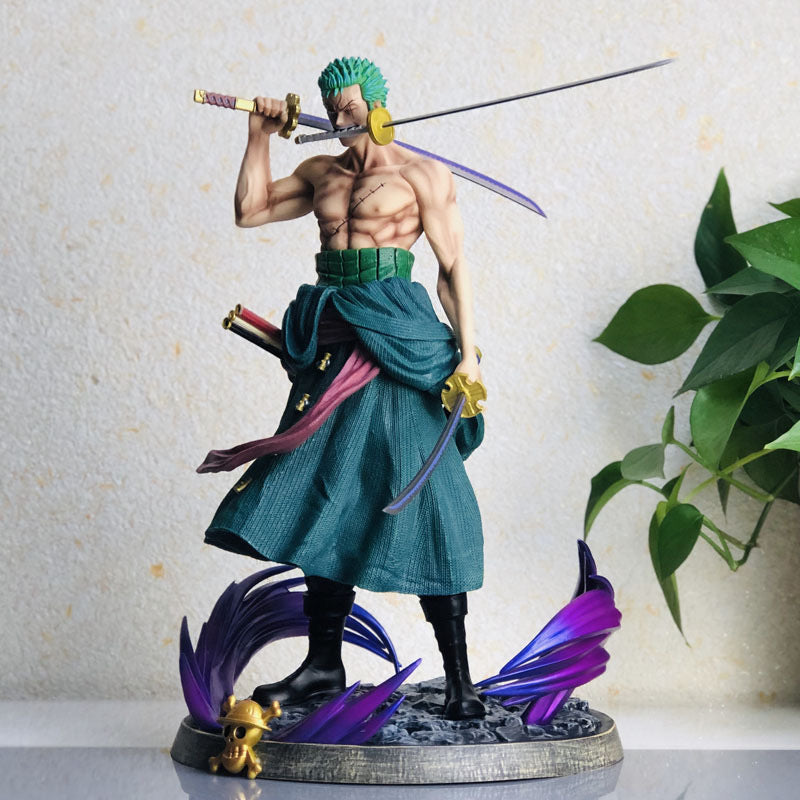 One Piece Series Roronoa Zoro Figurine Model with 2 interchangeable heads