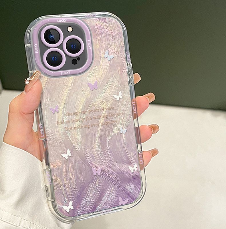 Gradient purple butterfly design. Made of silicone, highly shock-resistant and luxurious smartphone case, compatible with iPhone.