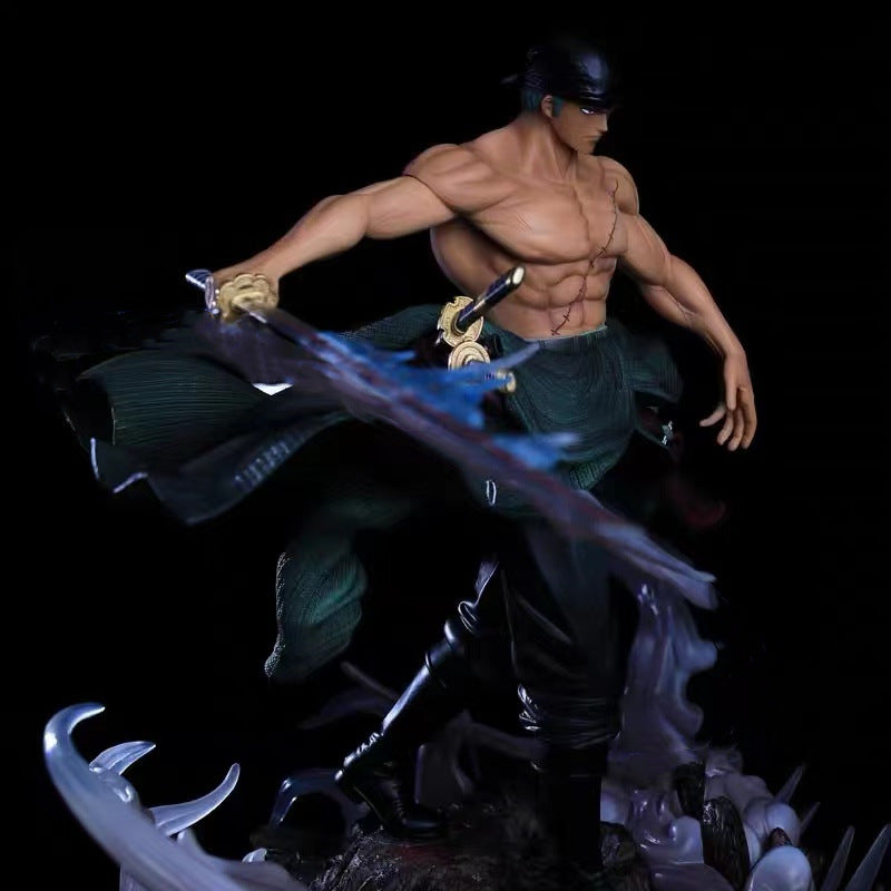 One Piece Series Zoro Figure Ornament Large Size Zoro Model Double Head Switching Type