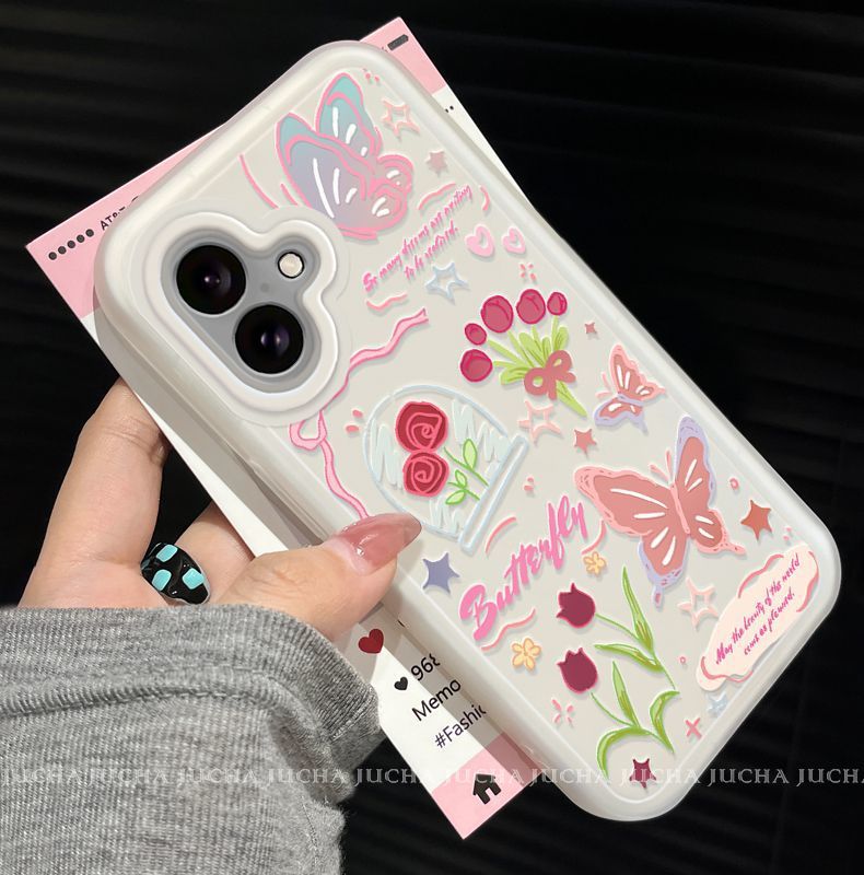 A luxurious smartphone case with butterfly and rose design, excellent shock and vibration resistance, compatible with iPhone