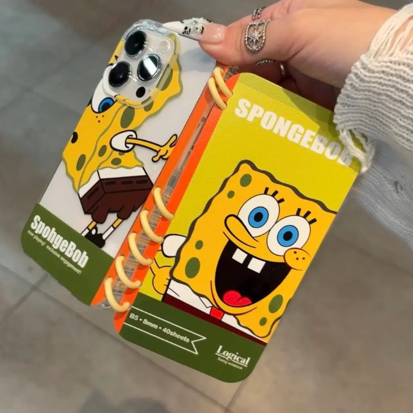 Spongebob and Patrick Character Soft Foldable Notebook Phone Case for iPhone