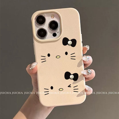 シンプルな Hello Kitty  デザイン  耐衝撃・防振性能に優れ、高級感あふれるスマホケースで、iPhone に対応