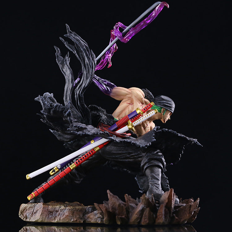 One Piece Series One-Sword Style Blood-Soaked Zoro Anime Model Figurine Height approx. 28cm (Limited Edition)