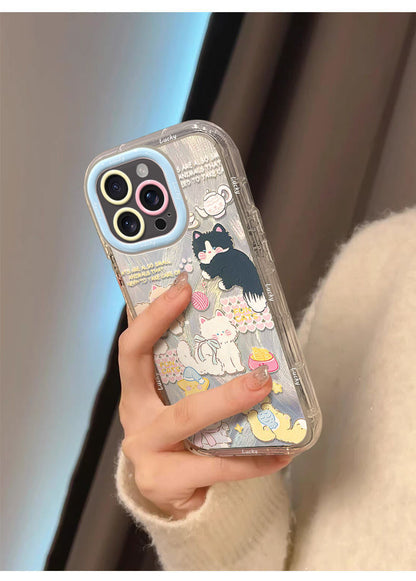 Cute cat design, made of silicone, highly shock-resistant, luxurious smartphone case, compatible with iPhone