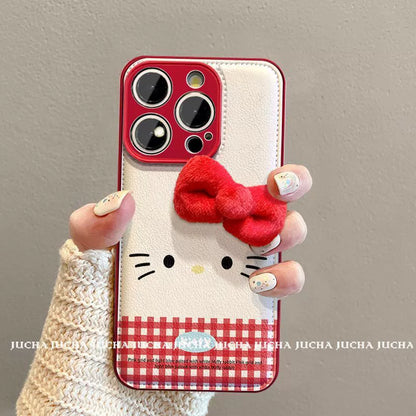 Hello Kitty design, luxurious smartphone case with string and sticker, compatible with iPhone