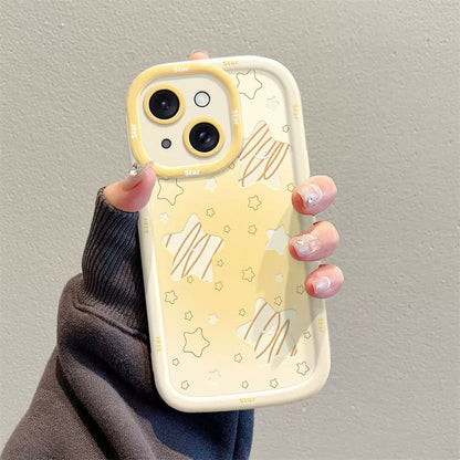 A luxurious smartphone case with a string that features a star design drawn with lines, excellent shock and vibration resistance, and is compatible with the iPhone.