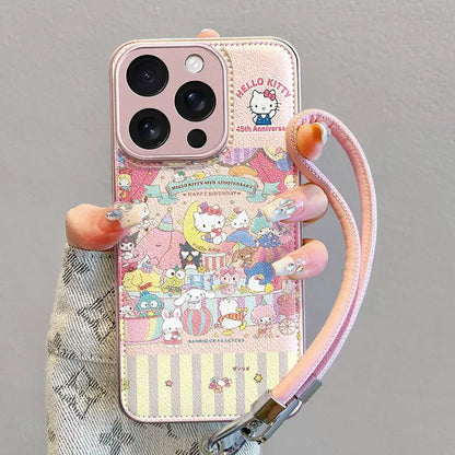 Hello Kitty Enjoying the Party Design Luxurious Smartphone Case with Drawstring, Compatible with iPhone