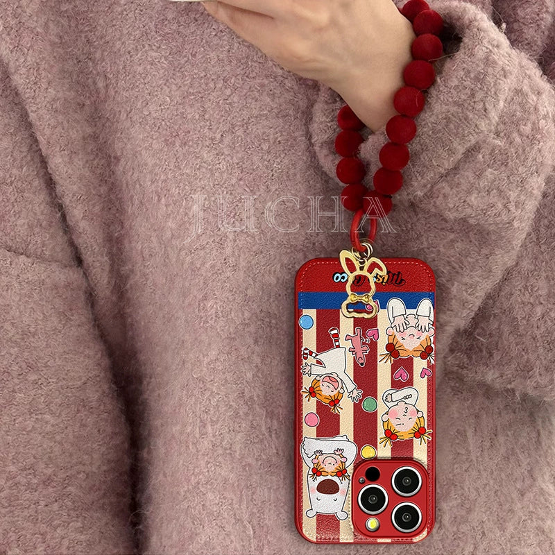 A luxurious, all-over smartphone case with a drawstring that incorporates Coco-chan into the design. Compatible with iPhones