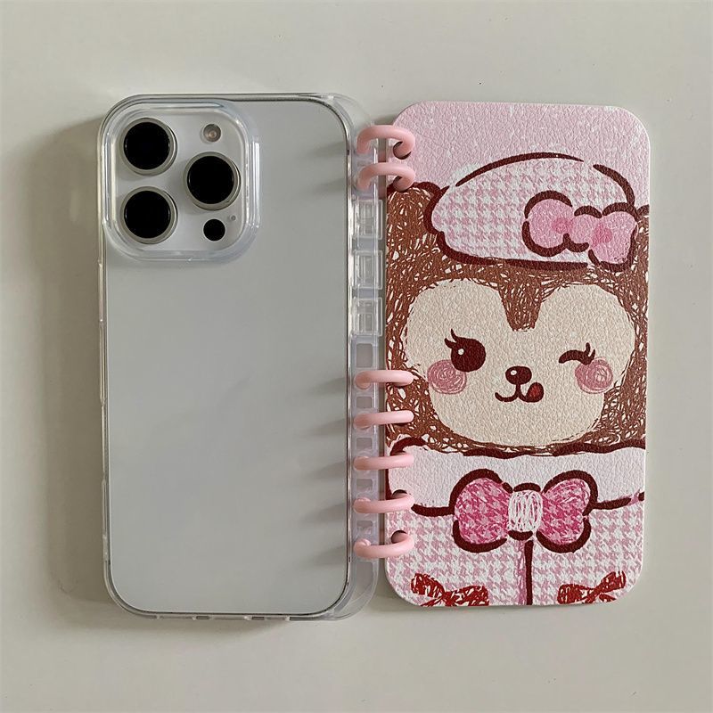 Duffy Bear Cute Foldable Notebook Couple Smartphone Case Compatible with iPhone