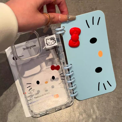 Hello Kitty ボウティックが可愛くて シンプルな 折りたたみ式 ノート型 スマホケース iPhone に対応