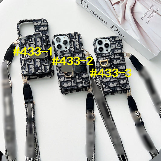 #433  スマホケース  ストラップ付き  カードケース付き 耐衝撃・防振性能に優れ、iPhone に対応
