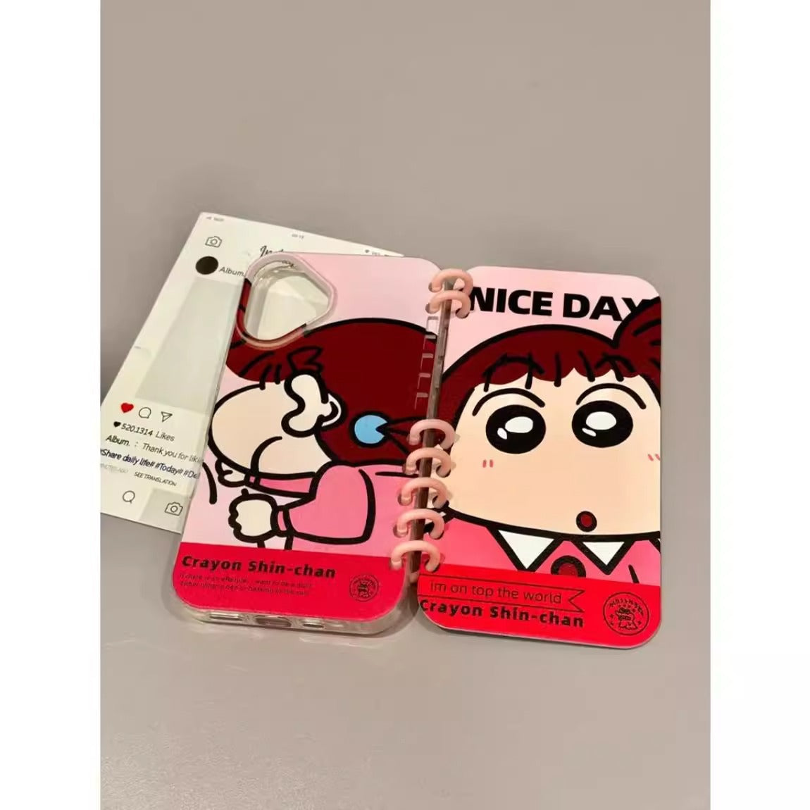 Crayon Shin-chan character soft foldable notebook type smartphone case compatible with iPhone