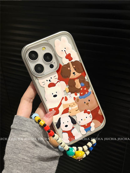 Animal party design, shock-resistant and vibration-proof, luxurious smartphone case with drawstring, compatible with iPhone