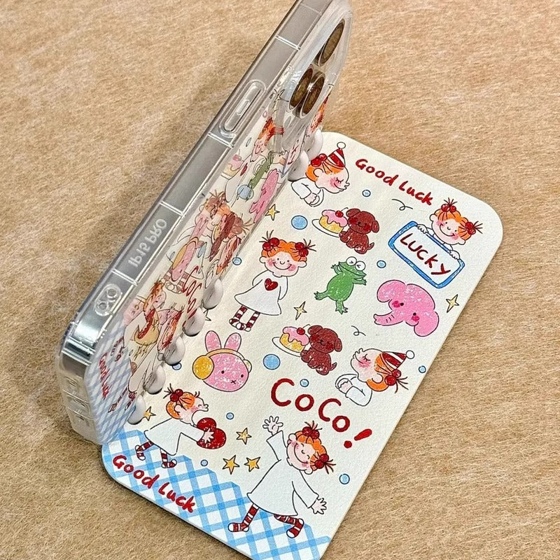 "Coco-chan" cute foldable notebook-style smartphone case for iPhone