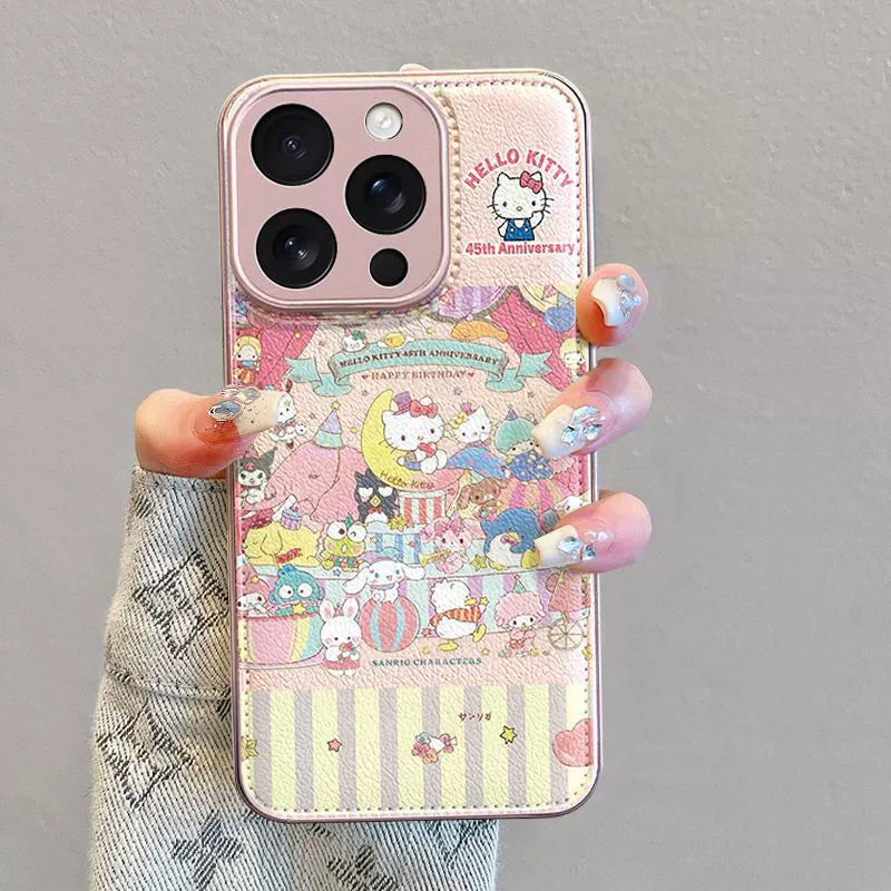 Hello Kitty Enjoying the Party Design Luxurious Smartphone Case with Drawstring, Compatible with iPhone