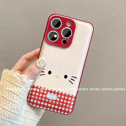 Hello Kitty design, luxurious smartphone case with string and sticker, compatible with iPhone