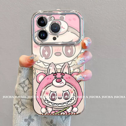 Strawberry Bear and Lovebu design, luxurious smartphone case with string, compatible with iPhone