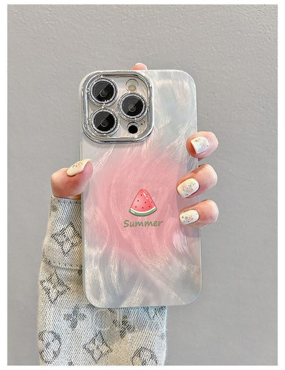 Summer watermelon design, luxurious bracelet and stand smartphone case, compatible with iPhone