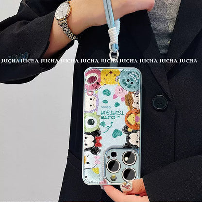 A luxurious smartphone case with a Mickey Mouse design and a strap that fits the iPhone