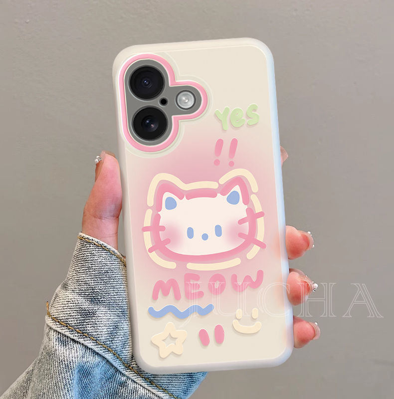 「MEOW」という猫  デザイン  シリコン製で耐衝撃性が高く、高級感あふれるスマホケース、iPhone に対応