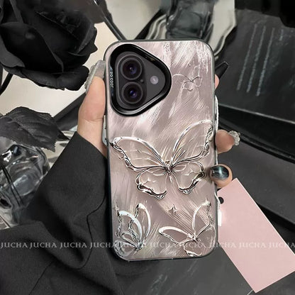 A luxurious smartphone case with a butterfly design for iPhone