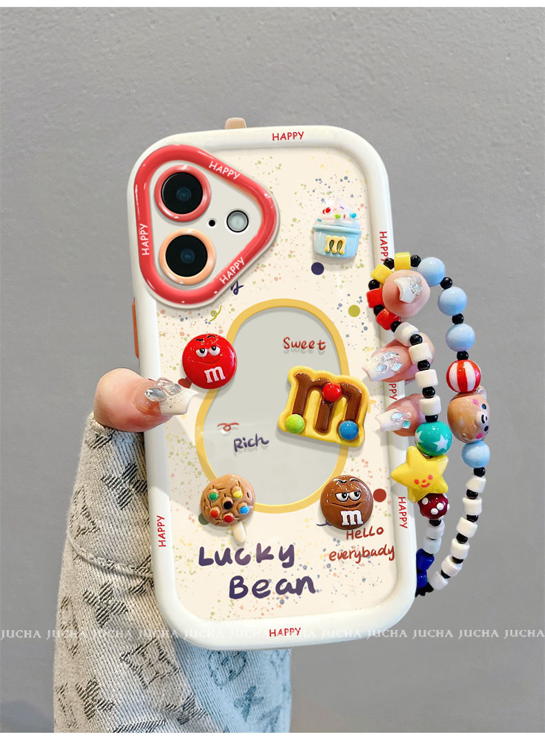 Three-dimensional coffee bean design, luxurious bracelet, stand, smartphone case, compatible with iPhone